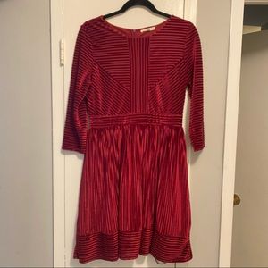 Burgundy velvet empire waist dress
